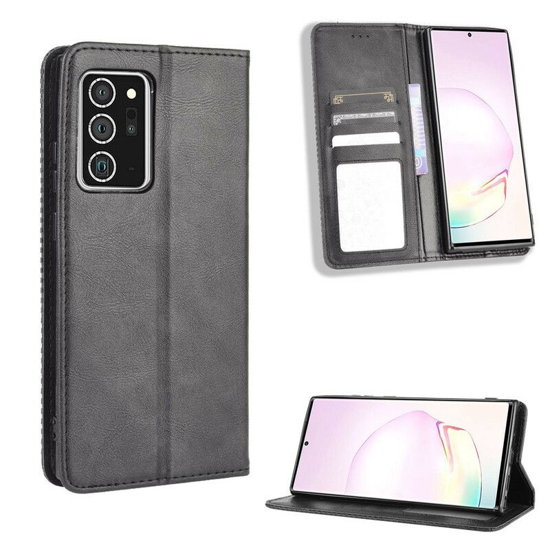 Flipové Puzdro Samsung Galaxy Note 20 Kožené Puzdro Štylizovaný Efekt Vintage Kože