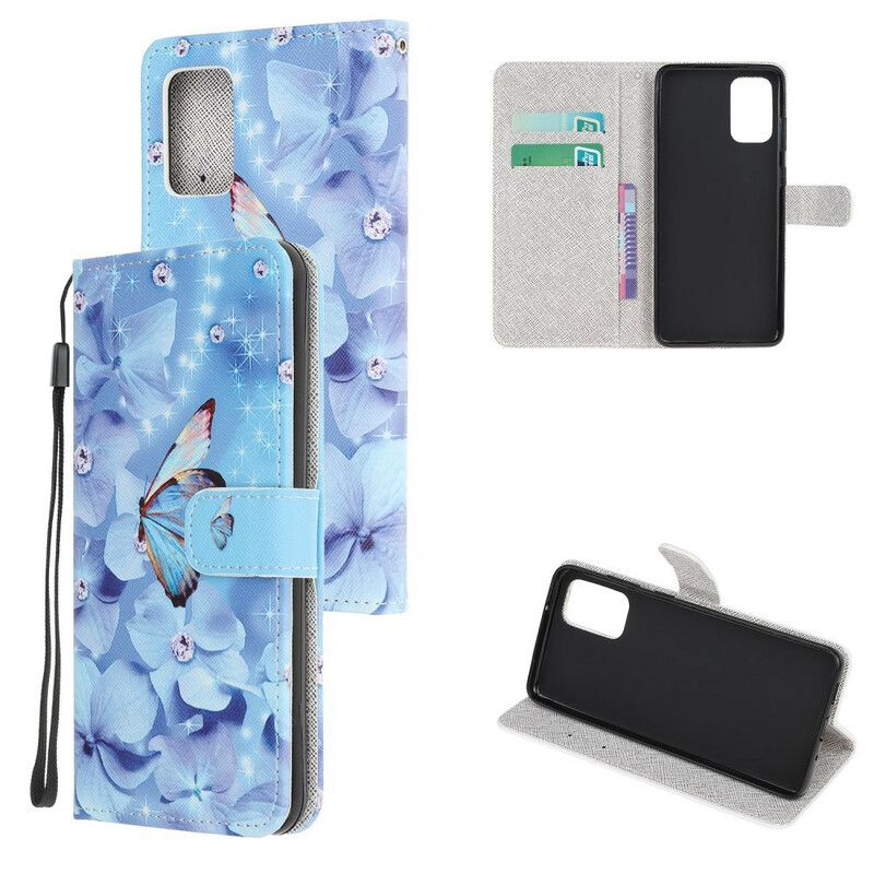 Peňaženkový Kryt Samsung Galaxy Note 20 Strappy Diamond Butterflies