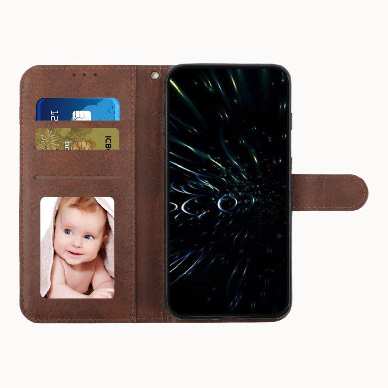 Kožené Puzdro Vivo Y76 5G Efekt Remienky Geo Leather