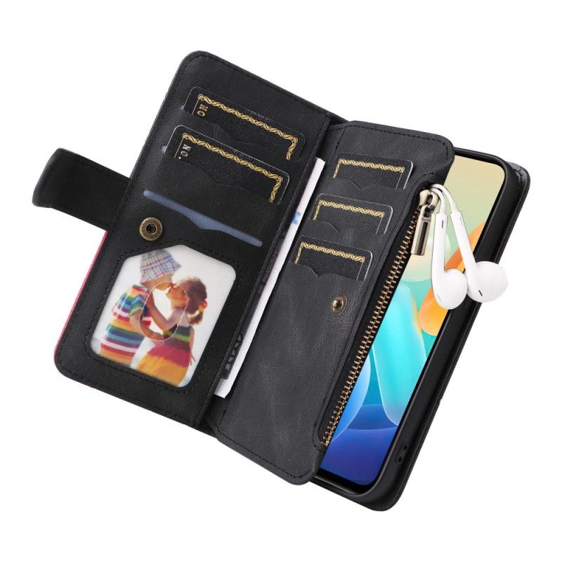 Peňaženkový Kryt Vivo Y76 5G Dvojfarebná Umelá Koža / Zips