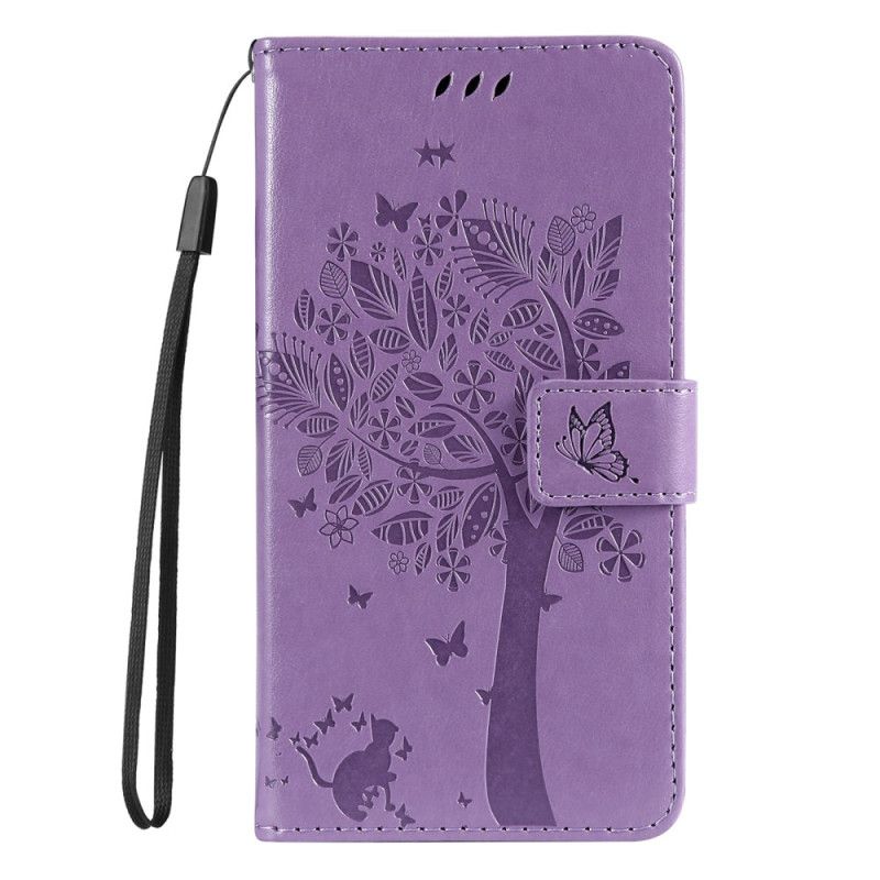 Kožené Puzdro Vivo Y22s Strom A Strappy Cat