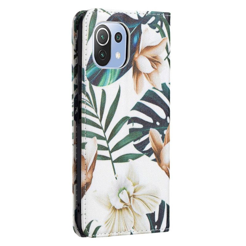 Flipové Puzdro Xiaomi Mi 11 Lite 4G / 5G / 5G NE Kožené Puzdro Listy