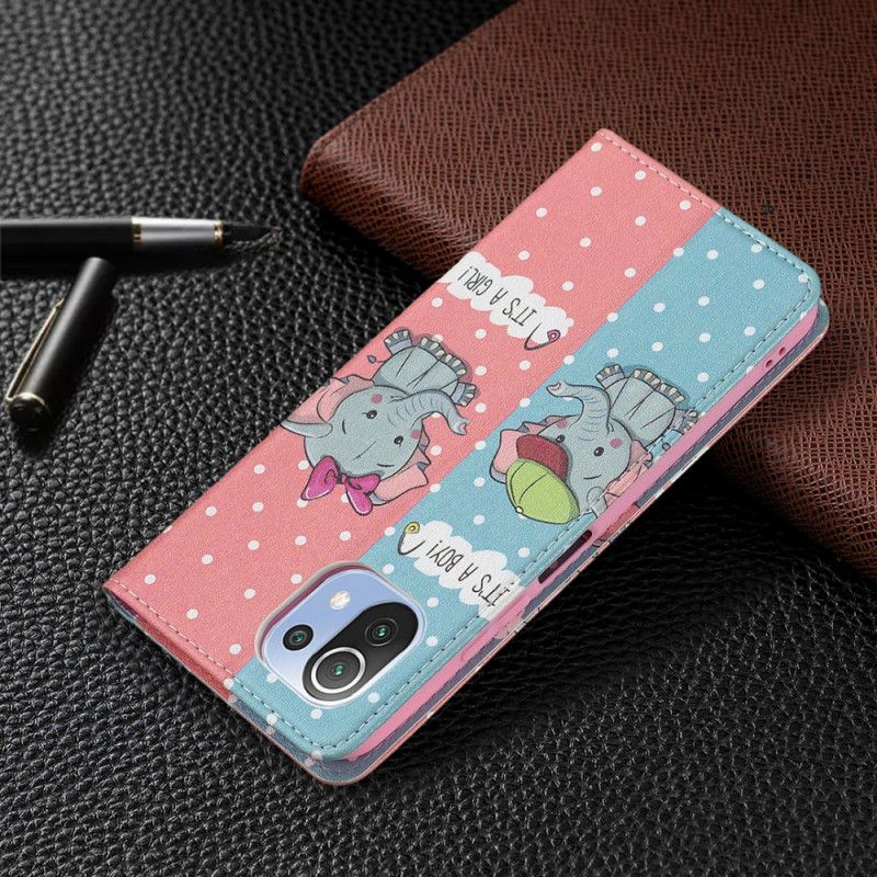 Flipové Puzdro Xiaomi Mi 11 Lite 4G / 5G / 5G NE Kožené Puzdro Sloníčatá