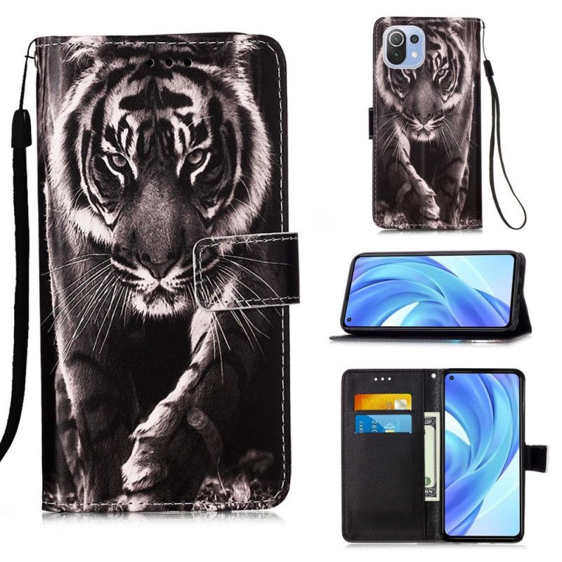 Kožené Puzdro Xiaomi Mi 11 Lite 4G / 5G / 5G NE Nočný Tiger