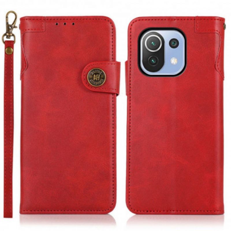 Kožené Puzdro Xiaomi Mi 11 Lite 4G / 5G / 5G NE Tlačidlo Khazneh