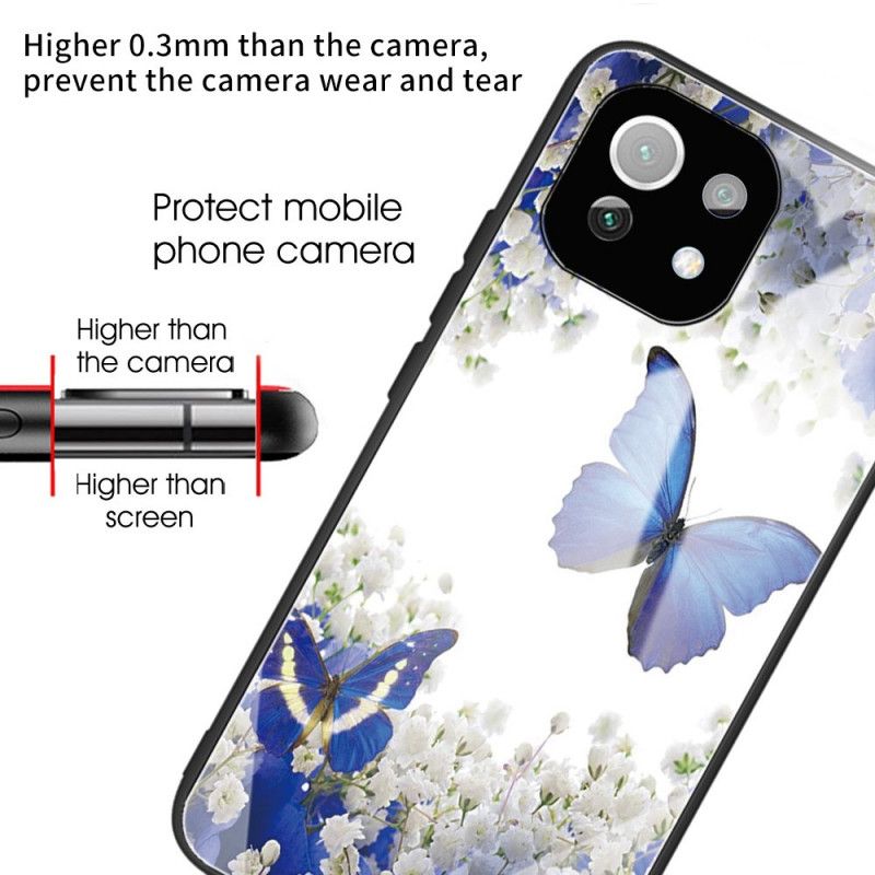 Kryt Xiaomi Mi 11 Lite 4G / 5G / 5G NE Tvrdené Sklo Blue Butterflies