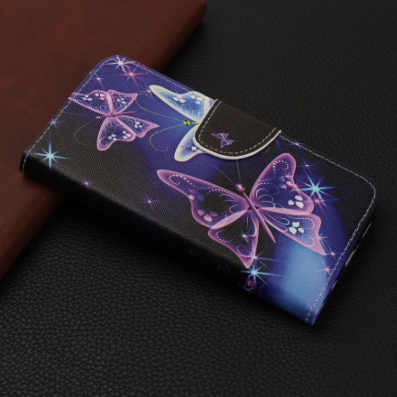 Peňaženkový Kryt Xiaomi Mi 11 Lite 4G / 5G / 5G NE Neónové Motýle