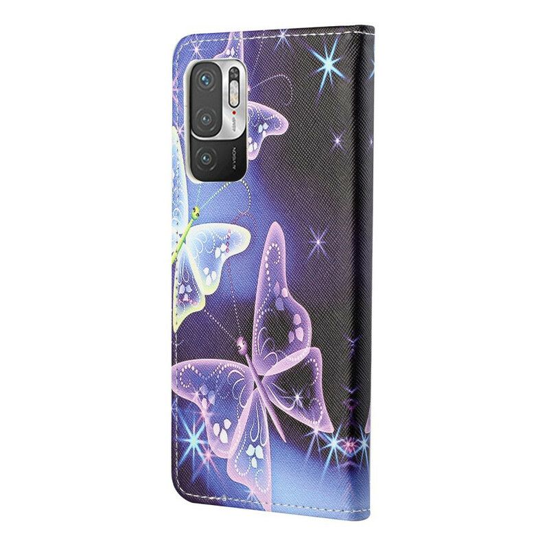 Kožené Puzdro Poco M3 Pro 5G Motýle