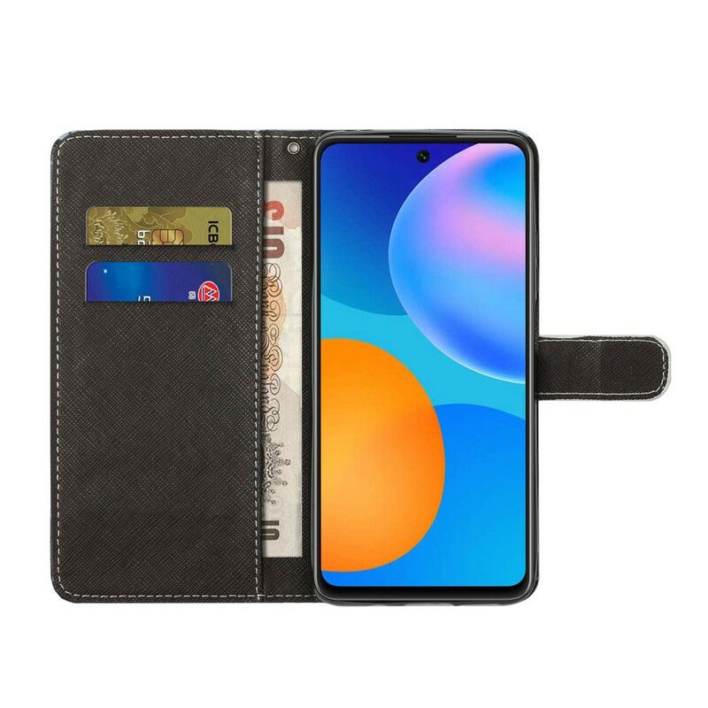 Kožené Puzdro Poco M3 Pro 5G Vlk S Lanyardom