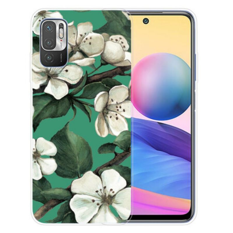 Kryt Poco M3 Pro 5G Maľované Biele Kvety