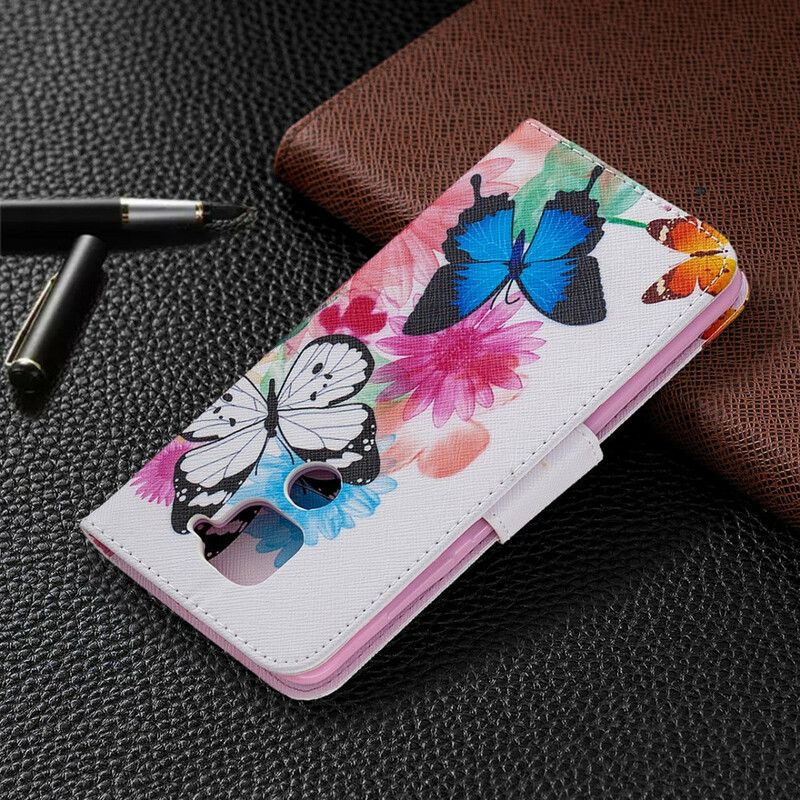 Flipové Puzdro Xiaomi Redmi Note 9 Maľované Motýle A Kvety