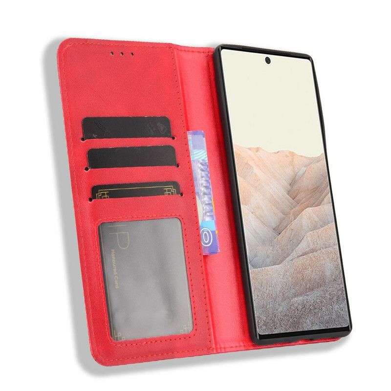 Flipové Puzdro Google Pixel 6 Pro Kožené Puzdro Štylizovaný Efekt Vintage Kože