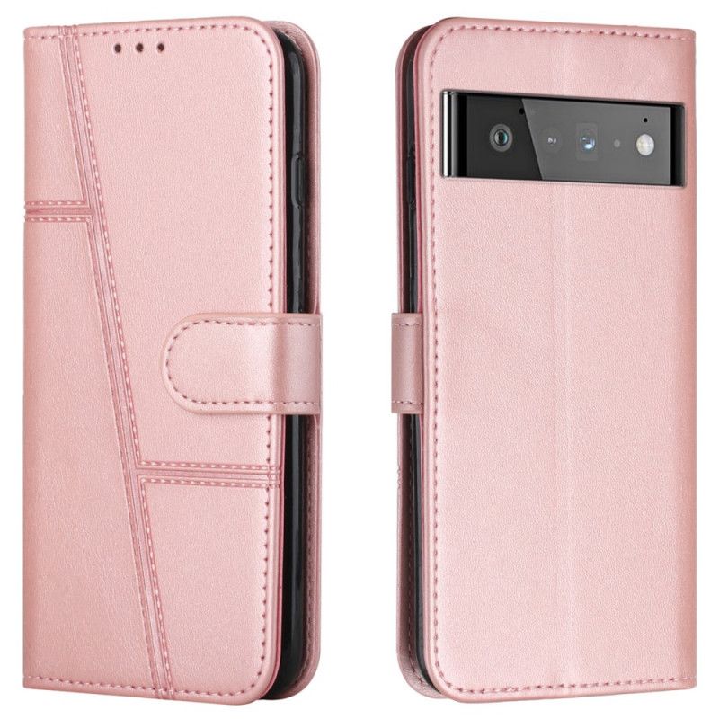 Kožené Puzdro Google Pixel 6 Pro Efekt Remienky Geo Leather
