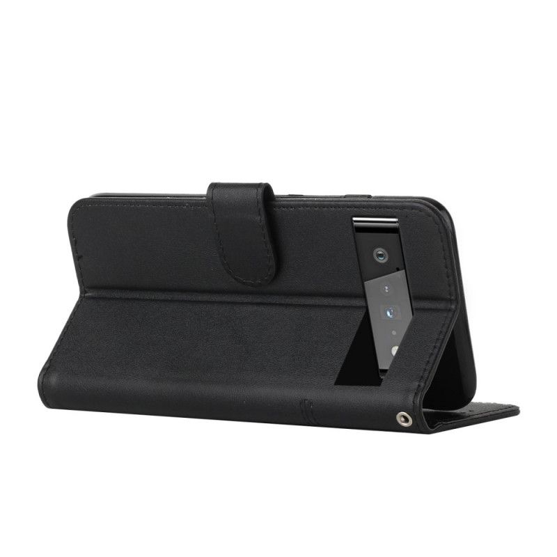 Kožené Puzdro Google Pixel 6 Pro Efekt Remienky Geo Leather