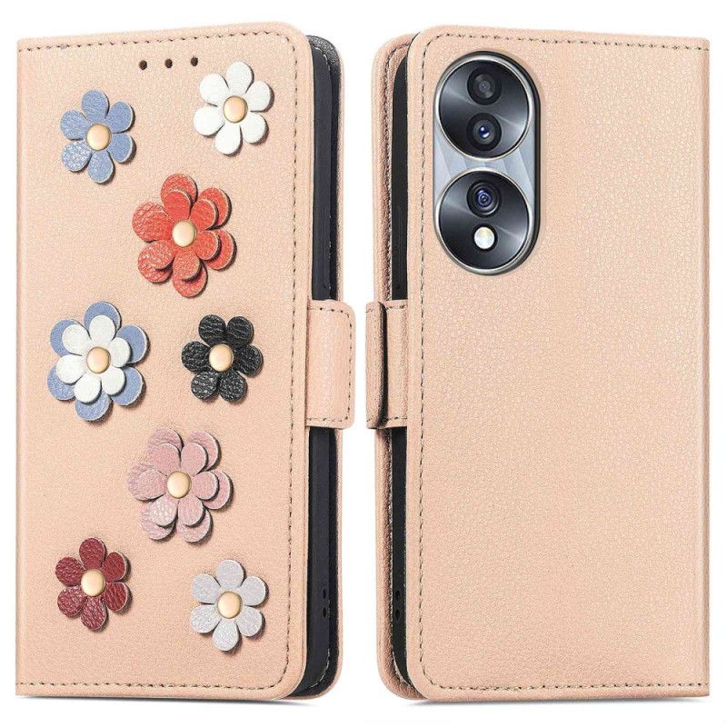 Kožené Puzdro Honor 70 3d Kvety
