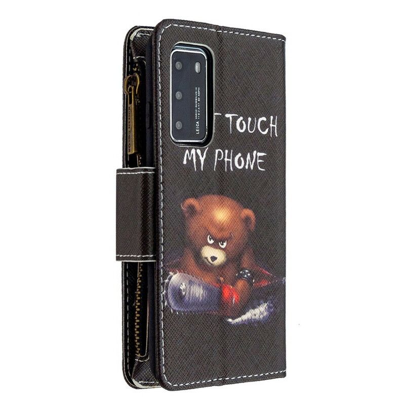 Kožené Puzdro Huawei P40 Vreckový Medveď Na Zips