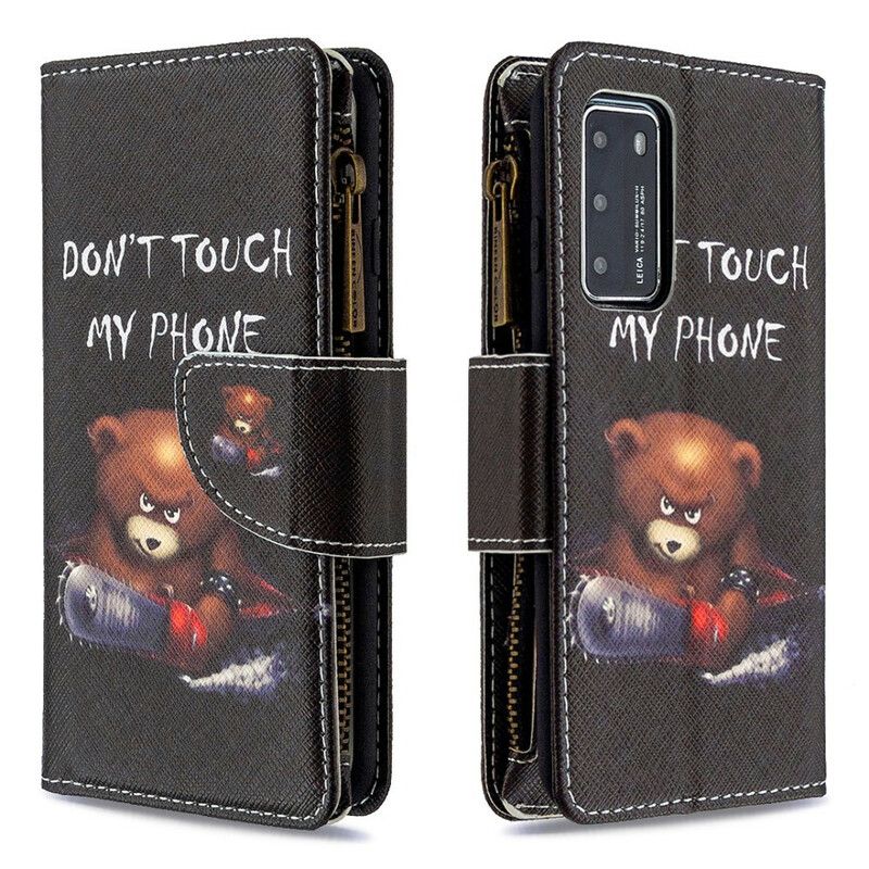 Kožené Puzdro Huawei P40 Vreckový Medveď Na Zips