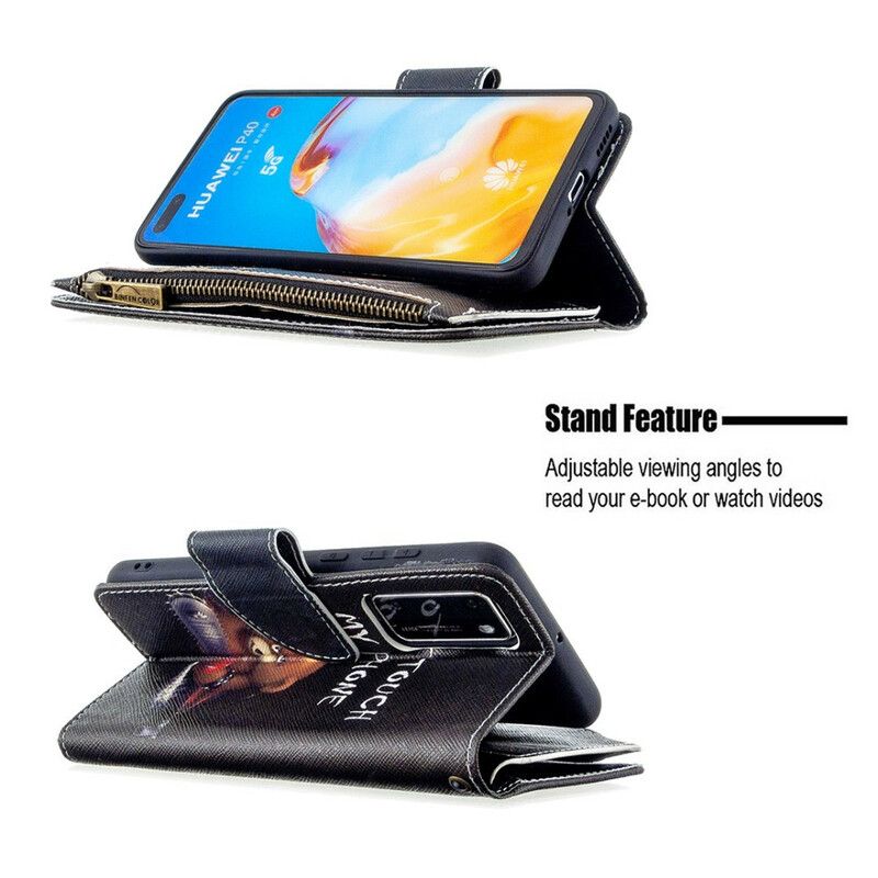 Kožené Puzdro Huawei P40 Vreckový Medveď Na Zips