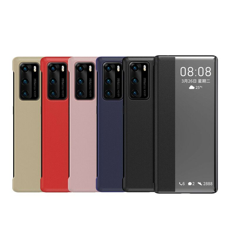 Kryt Huawei P40 Okno Z Umelej Kože