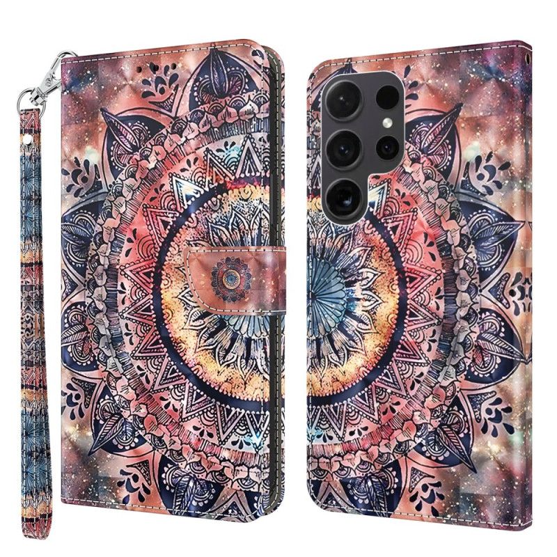 Kožené Puzdro Samsung Galaxy S24 Ultra 5g Farebná Mandala S Remienkom