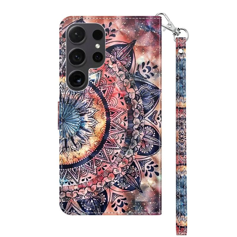 Kožené Puzdro Samsung Galaxy S24 Ultra 5g Farebná Mandala S Remienkom