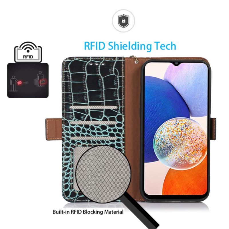 Kožené Puzdro Samsung Galaxy S24 Ultra 5g Kryt Na Mobil Krokodílový Štýl S Technológiou Blokovania Rfid
