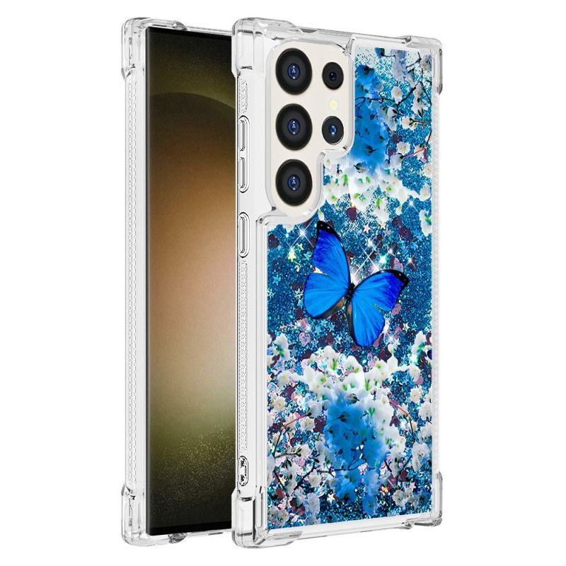 Kryt Samsung Galaxy S24 Ultra 5g Blue Butterfly Glitter