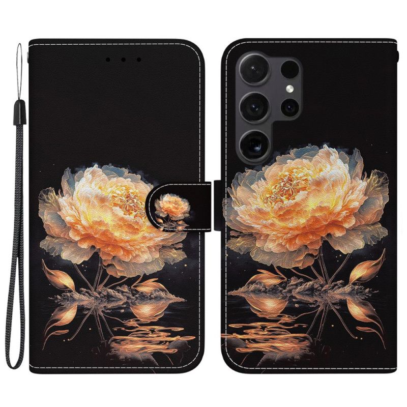 Puzdro Na Samsung Galaxy S24 Ultra 5g Zlatá Pivónia S Remienkom