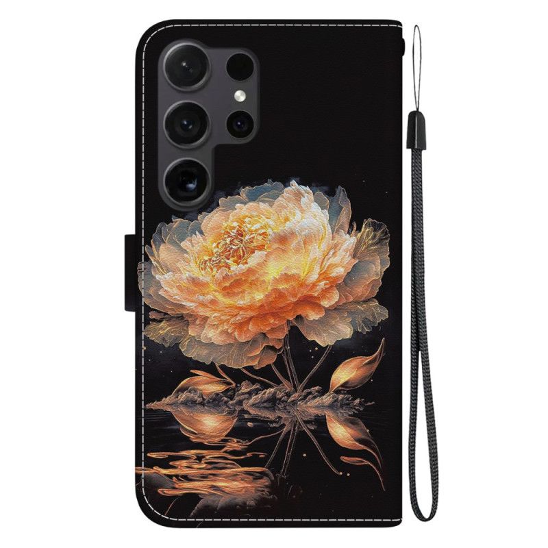Puzdro Na Samsung Galaxy S24 Ultra 5g Zlatá Pivónia S Remienkom