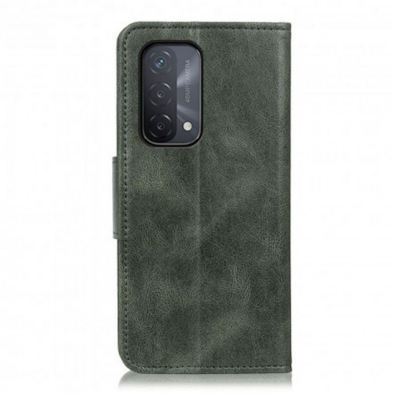 Kožené Puzdro Oppo A54 5G / A74 5G Obojstranná Spona S Koženým Efektom