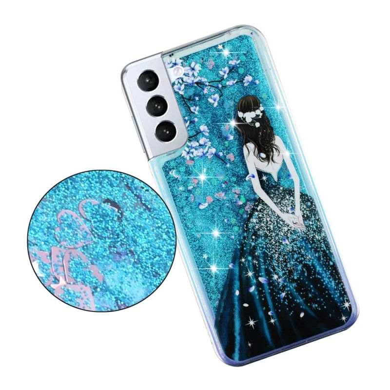 Kryt Samsung Galaxy S24 Plus 5g Blue Girl Glitter Liquid