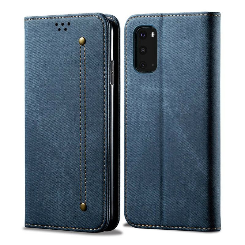 Flipové Puzdro Samsung Galaxy S20 Kožené Puzdro Džínsová Tkanina