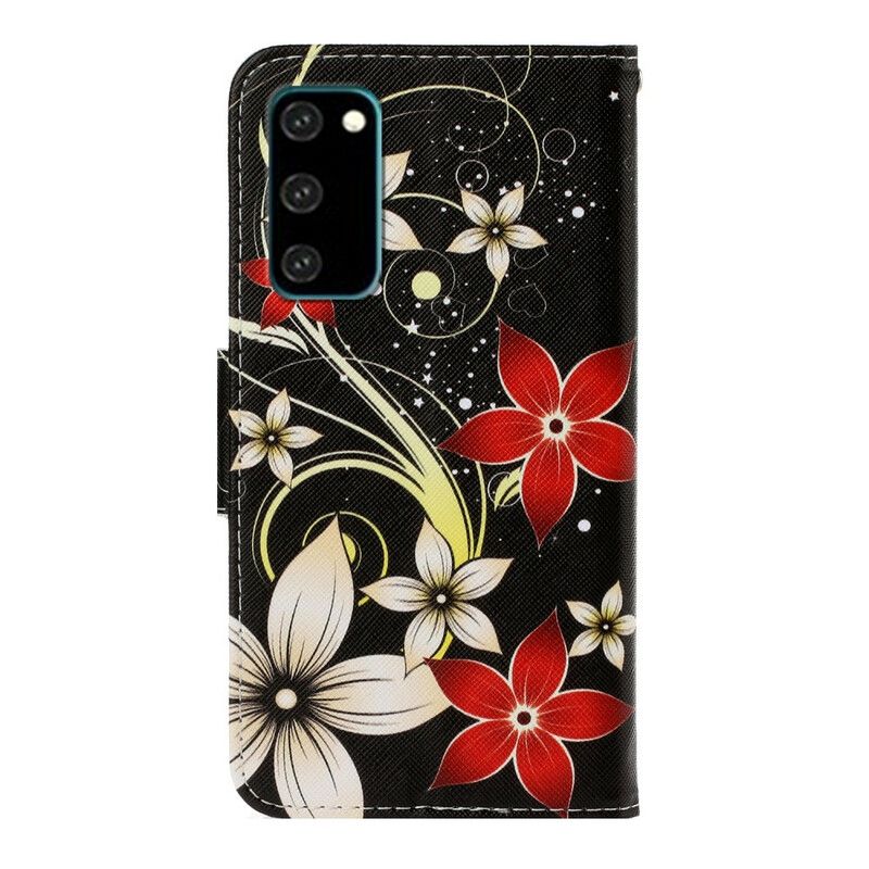 Kožené Puzdro Samsung Galaxy S20 Farebné Strapce Kvety