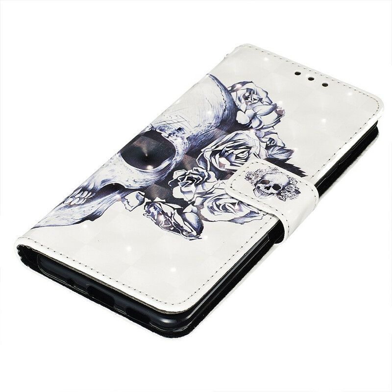 Kožené Puzdro Samsung Galaxy S20 Kvetinová Lebka