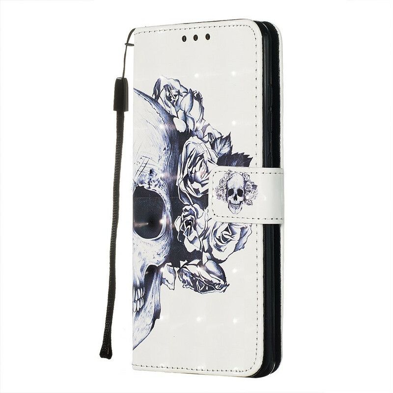 Kožené Puzdro Samsung Galaxy S20 Kvetinová Lebka