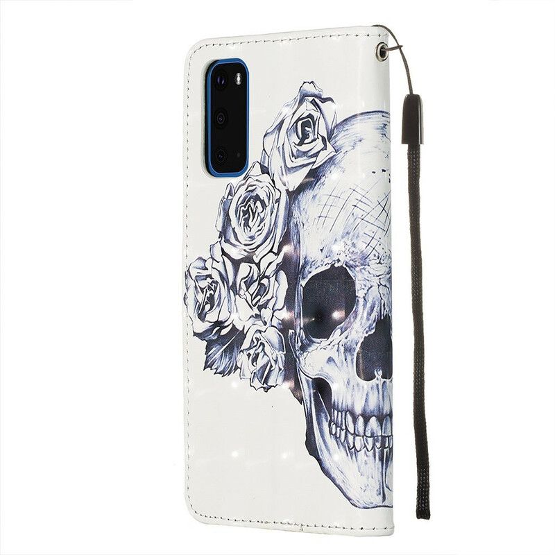 Kožené Puzdro Samsung Galaxy S20 Kvetinová Lebka