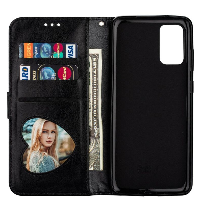 Kožené Puzdro Samsung Galaxy S20 Trblietavá Peňaženka Na Mince