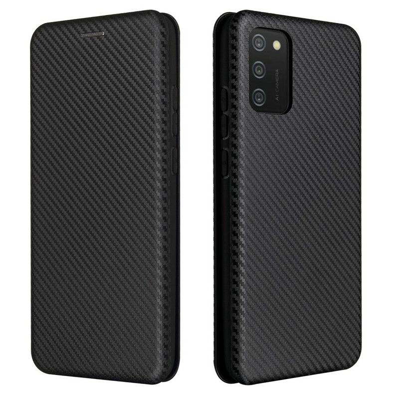 Flipové Puzdro Samsung Galaxy A02s Kožené Puzdro Uhlíkové Vlákno