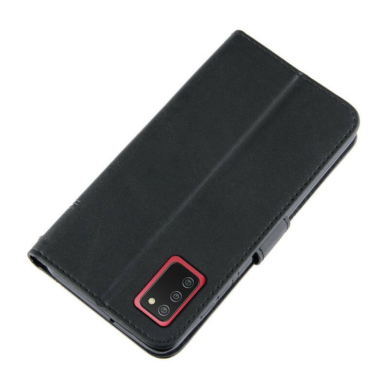 Kožené Puzdro Samsung Galaxy A02s Efekt Remienky Geo Leather