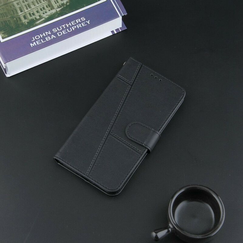 Kožené Puzdro Samsung Galaxy A02s Efekt Remienky Geo Leather
