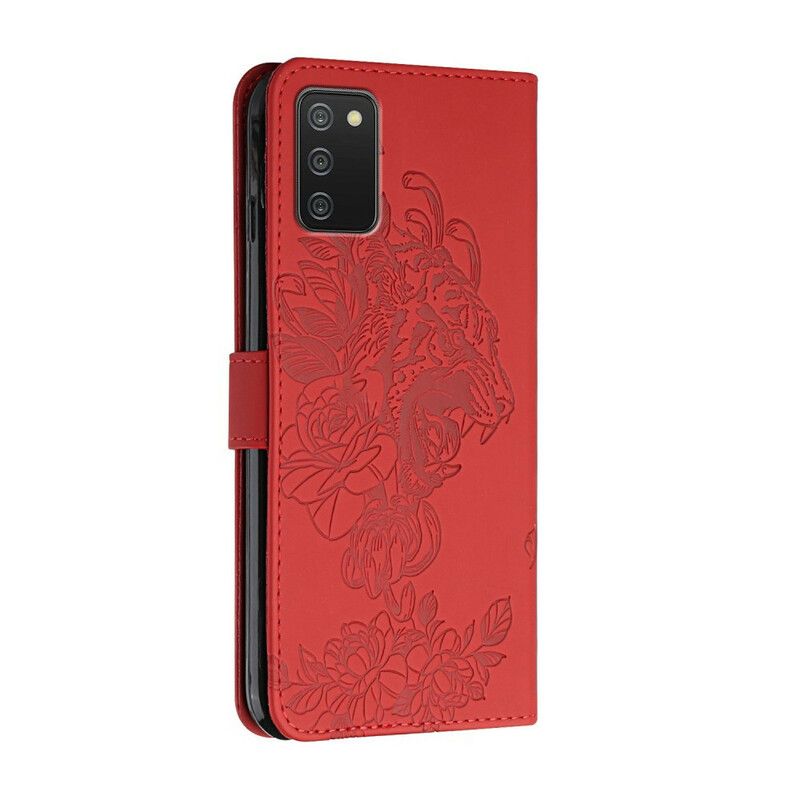 Kožené Puzdro Samsung Galaxy A02s Strappy Barokový Tiger