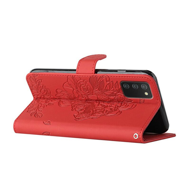 Kožené Puzdro Samsung Galaxy A02s Strappy Barokový Tiger