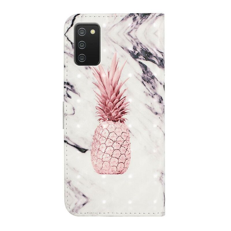 Kožené Puzdro Samsung Galaxy A02s Svetlý Bodový Ananás