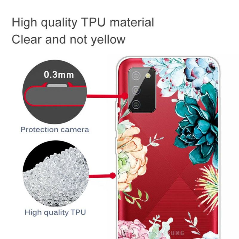 Kryt Samsung Galaxy A02s Bezšvové Akvarelové Kvety