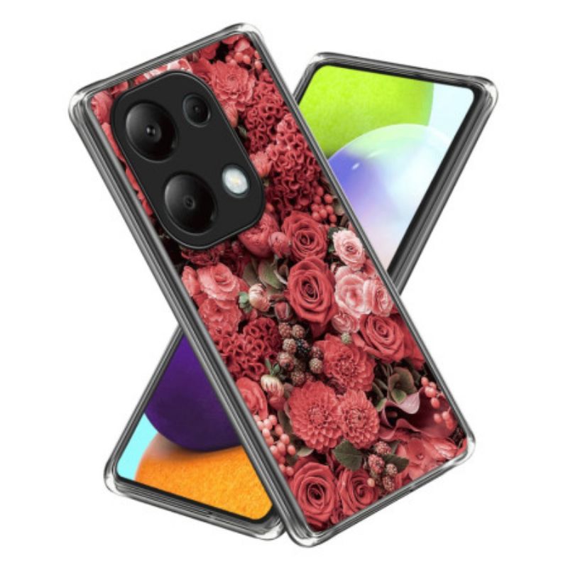 Kryt Na Xiaomi Redmi Note 13 Pro 4g Červené A Ružové Kvety