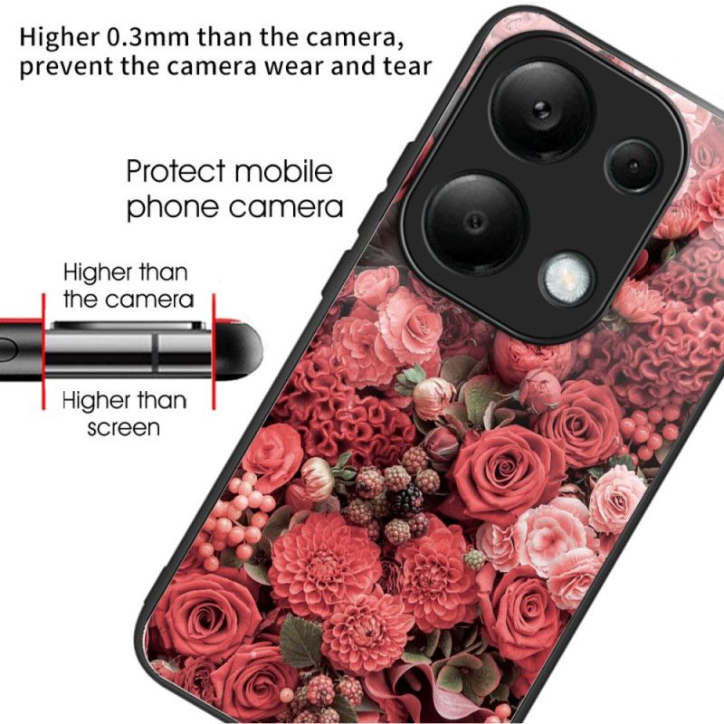 Kryt Xiaomi Redmi Note 13 Pro 4g Tvrdené Sklo Červené A Ružové Kvety