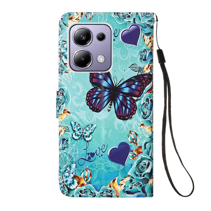 Puzdro Na Xiaomi Redmi Note 13 Pro 4g Motýle A Srdcia S Remienkom