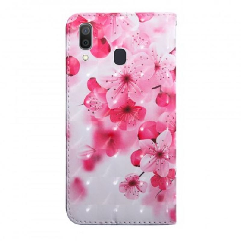 Kožené Puzdro Samsung Galaxy A40 Ružové Kvety