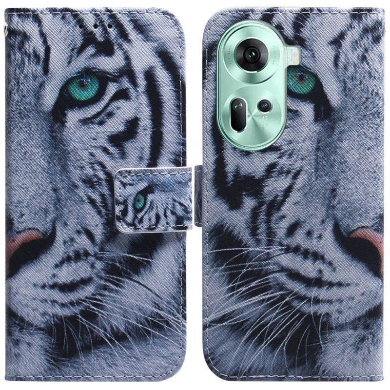 Kožené Puzdro Oppo Reno 11 5g Biely Tiger