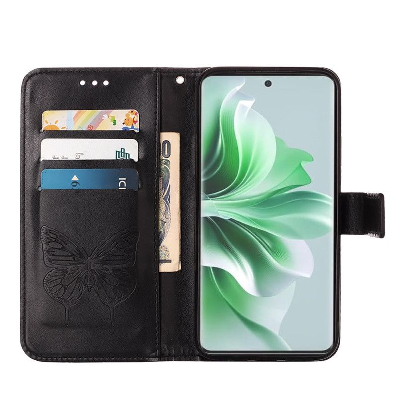 Puzdro Oppo Reno 11 5g Kvetinový Motýľ S Remienkom
